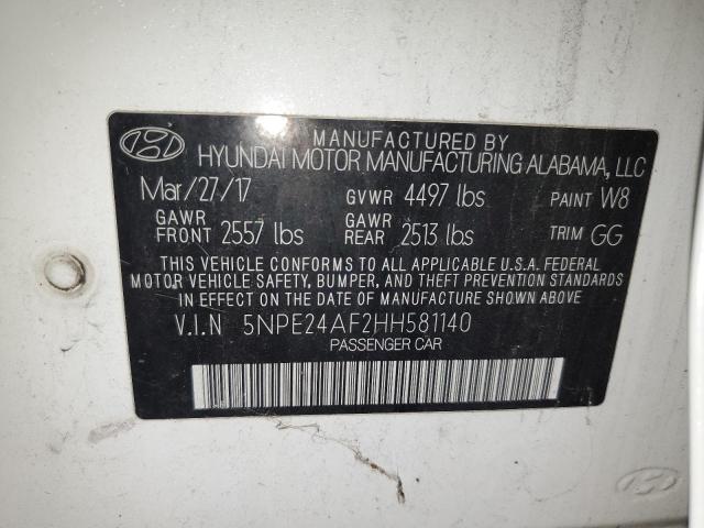 5NPE24AF2HH581140 - 2017 HYUNDAI SONATA SE WHITE photo 12