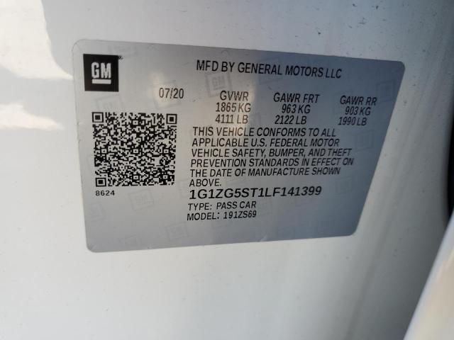 1G1ZG5ST1LF141399 - 2020 CHEVROLET MALIBU RS 白色 照片 12