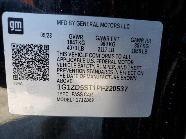 1G1ZD5ST1PF220537 - 2023 CHEVROLET MALIBU LT BLACK photo 13