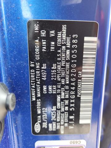 5XXGR4A62DG105383 - 2013 KIA OPTIMA SX BLUE photo 13