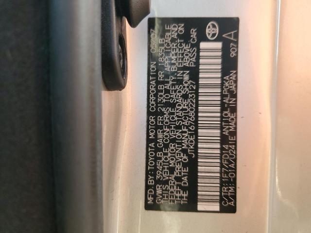 JTKDE167680223127 - 2008 TOYOTA SCION TC SILVER photo 12