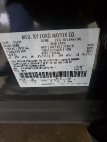 1FM5K8AB1RGA67611 - 2024 FORD EXPLORER POLICE INTERCEPTOR Negro foto 14