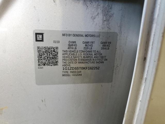 1G1ZD5ST0KF162252 - 2019 CHEVROLET MALIBU LT فضي صورة 12