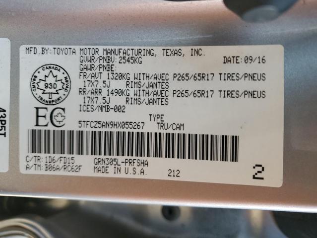 5TFCZ5AN9HX055267 - 2017 TOYOTA TACOMA DOUBLE CAB 银色 照片 12