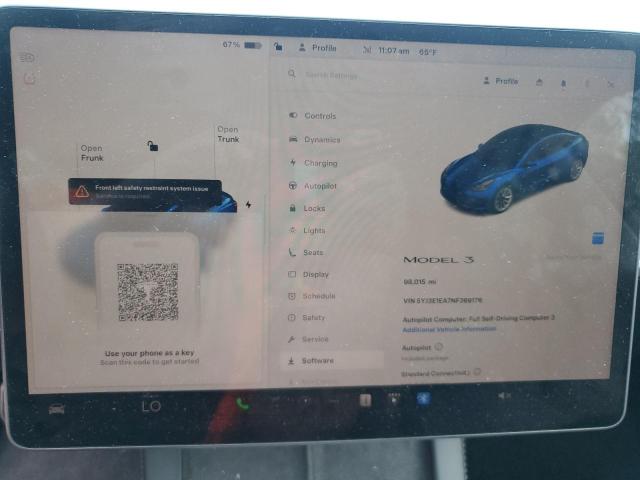 5YJ3E1EA7NF369176 - 2022 TESLA MODEL 3 BLUE photo 9