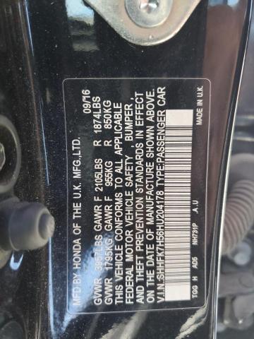 SHHFK7H56HU204178 - 2017 HONDA CIVIC EX BLACK photo 12
