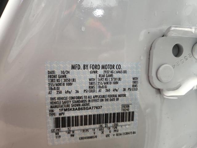 1FM5K8AB6SGA77637 - 2025 FORD EXPLORER POLICE INTERCEPTOR Biały zdjęcie 13