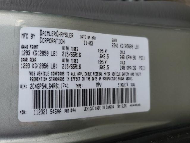 2C4GP54L64R611741 - 2004 CHRYSLER TOWN & COU TOURING 银色 照片 13