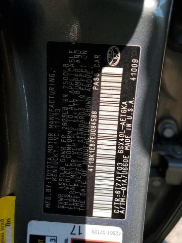 4T1BK1EB7EU084588 - 2014 TOYOTA AVALON BASE Gri fotoğraf 12