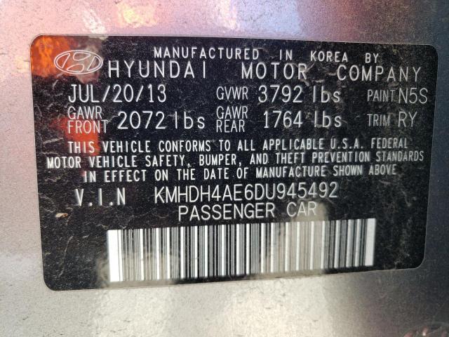 KMHDH4AE6DU945492 - 2013 HYUNDAI ELANTRA GLS GRAY photo 12