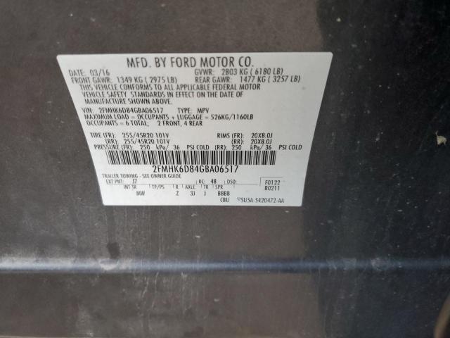 2FMHK6D84GBA06517 - 2016 FORD FLEX LIMITED GRAY photo 13