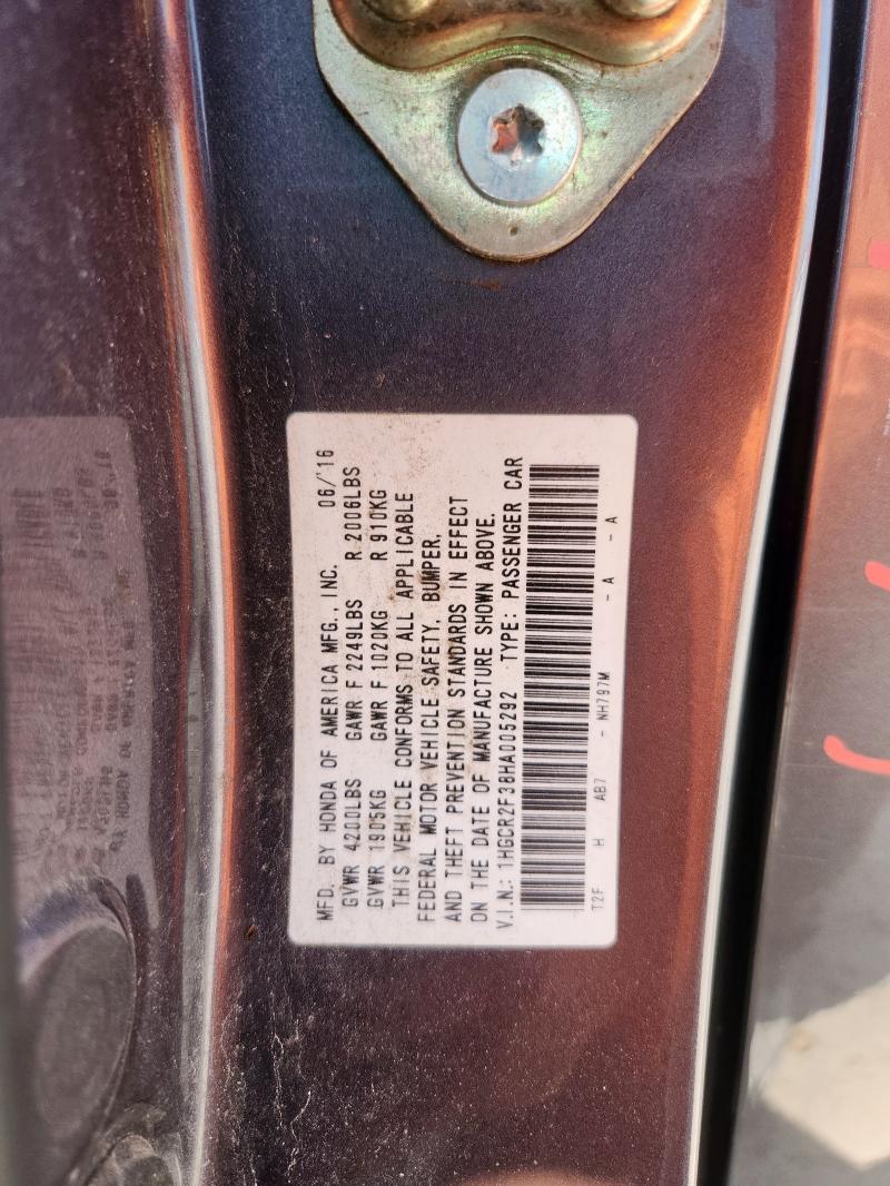 1HGCR2F38HA005292 - 2017 HONDA ACCORD LX 灰色 照片 13