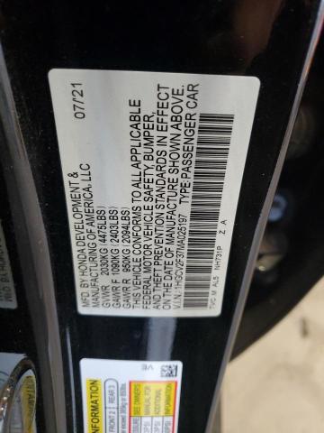 1HGCV2F37MA025197 - 2021 HONDA ACCORD SPORT 黑色 照片 12