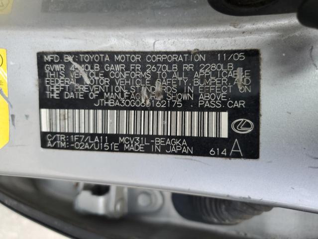 JTHBA30G065162175 - 2006 LEXUS ES 330 SILVER photo 12