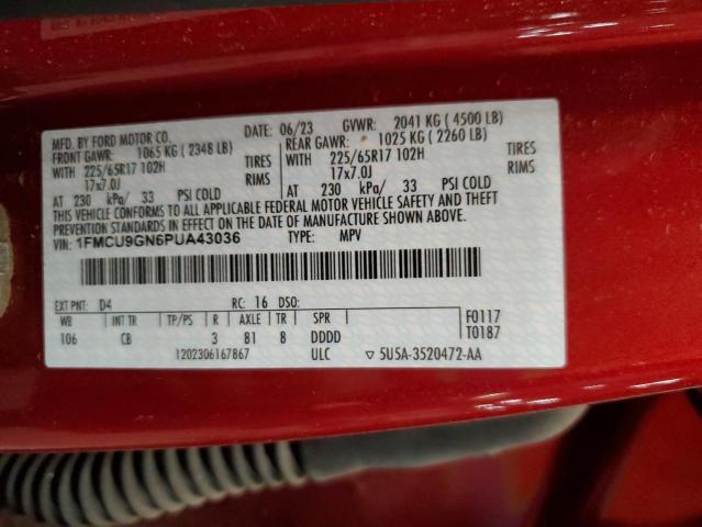 1FMCU9GN6PUA43036 - 2023 FORD ESCAPE ACTIVE RED photo 14