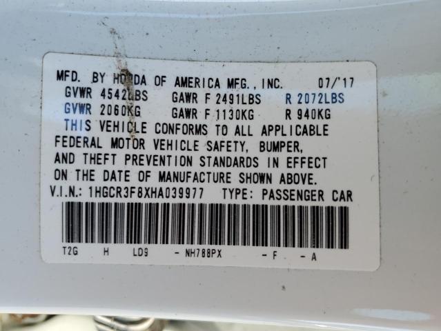 1HGCR3F8XHA039977 - 2017 HONDA ACCORD EXL WHITE photo 12