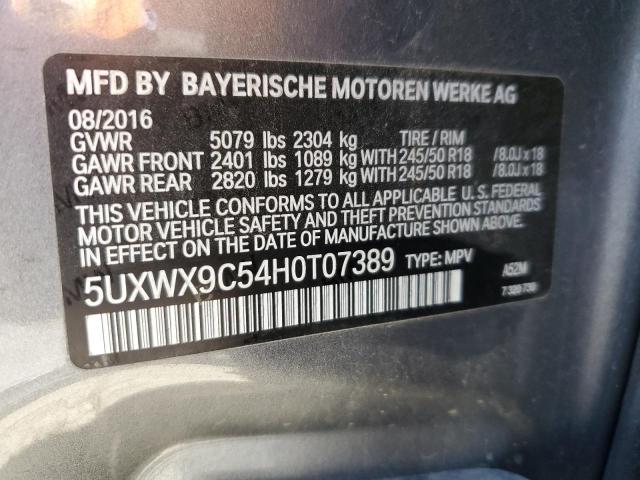 5UXWX9C54H0T07389 - 2017 BMW X3 XDRIVE28I Մոխրագույն լուսանկար 13
