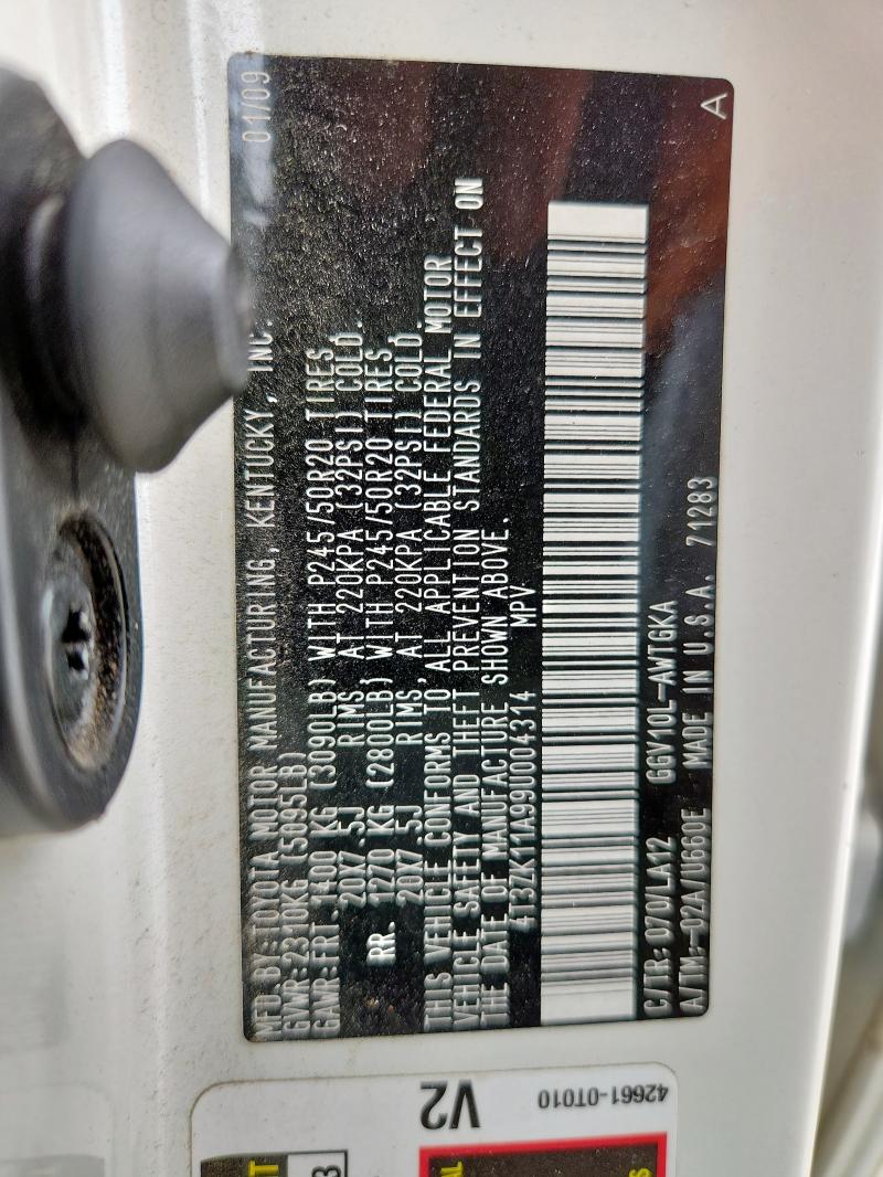 4T3ZK11A99U004314 - 2009 TOYOTA VENZA Ақ фото 13