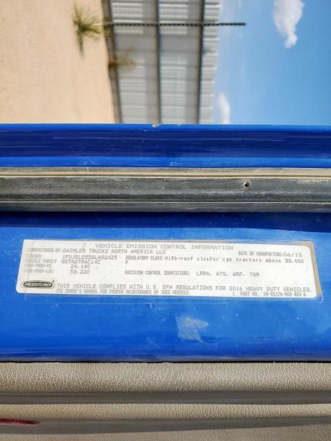 1FUJGLD55GLHG2425 - 2016 FREIGHTLINER CASCADIA 1 BLUE photo 10