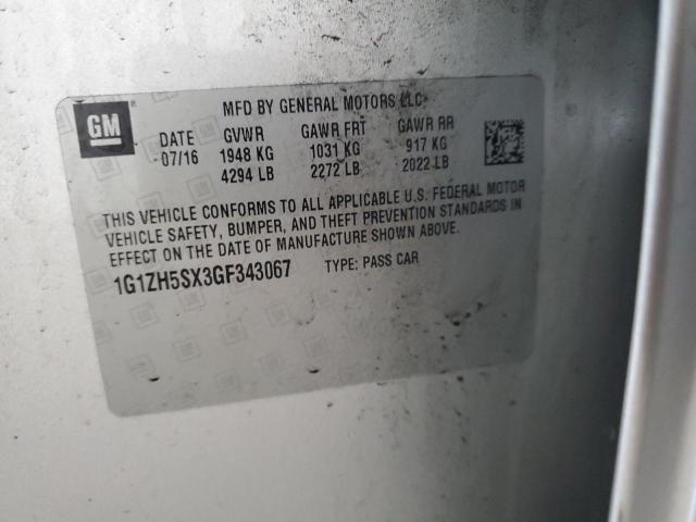 1G1ZH5SX3GF343067 - 2016 CHEVROLET MALIBU PREMIER 银色 照片 12