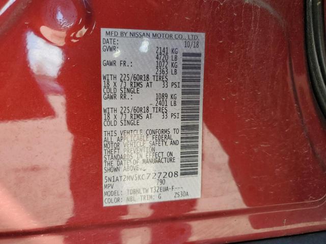 5N1AT2MV5KC727208 - 2019 NISSAN ROGUE S 红色 照片 13