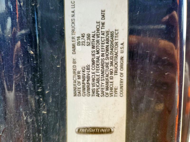 3AKJGLD54GSHG4865 - 2016 FREIGHTLINER CASCADIA 1 Mavi foto 10