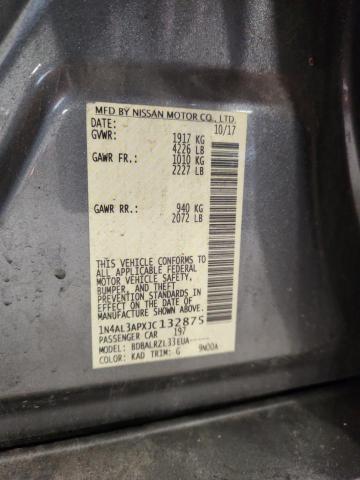 1N4AL3APXJC132875 - 2018 NISSAN ALTIMA 2.5 ნაცრისფერი ფოტო 12