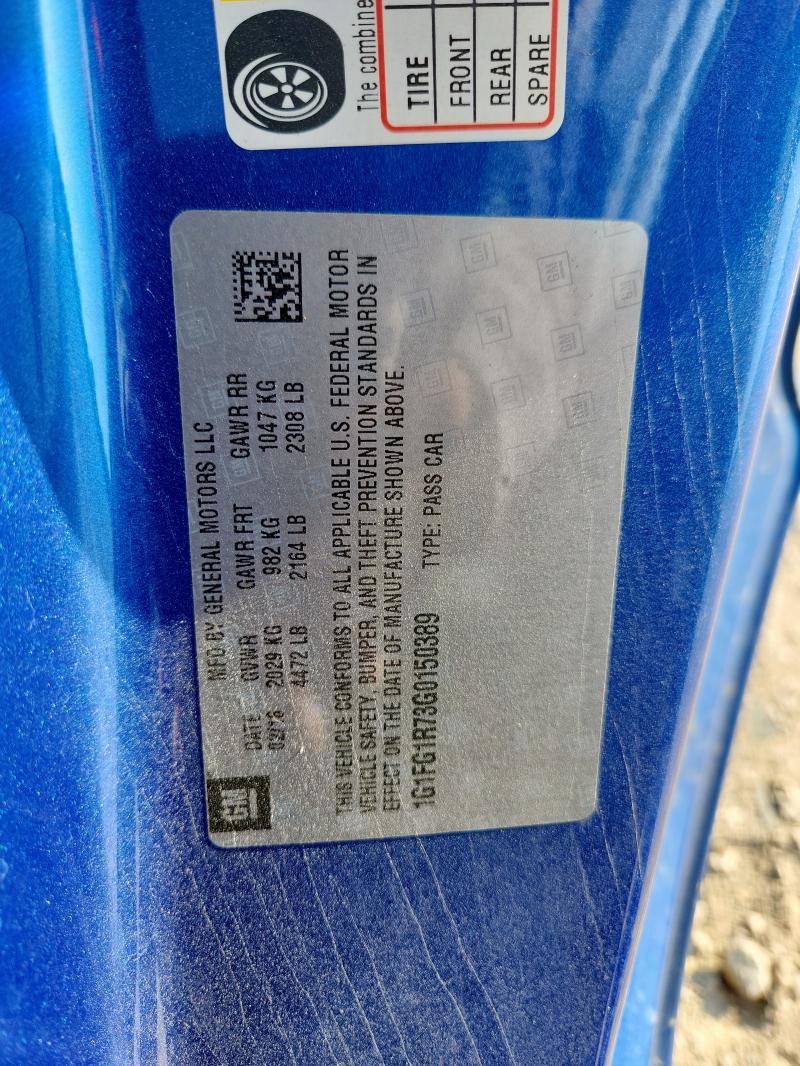 1G1FG1R73G0150389 - 2016 CHEVROLET CAMARO SS 蓝色 照片 12