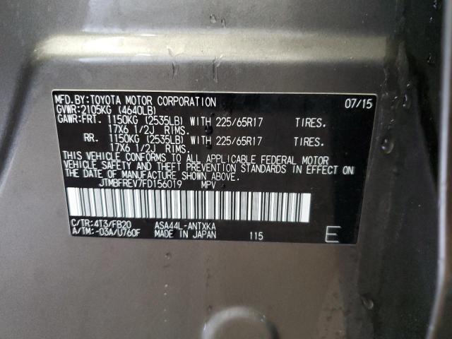 JTMBFREV7FD156019 - 2015 TOYOTA RAV4 LE BROWN photo 14