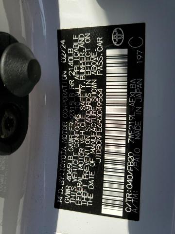 JTDBCMFE6R3049564 - 2024 TOYOTA COROLLA LE WHITE photo 12