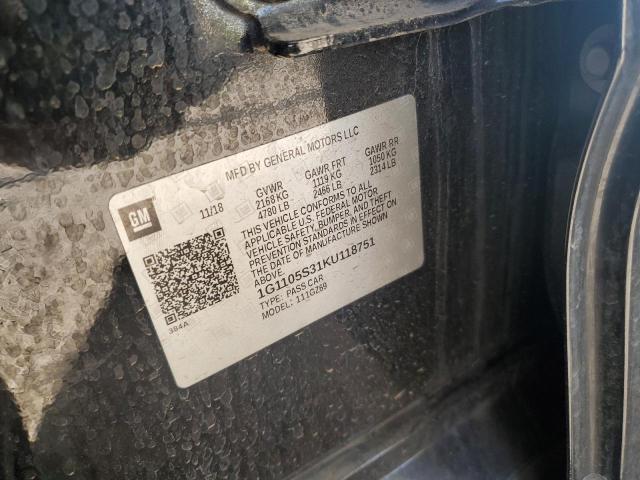 1G1105S31KU118751 - 2019 CHEVROLET IMPALA PREMIER BLACK photo 12