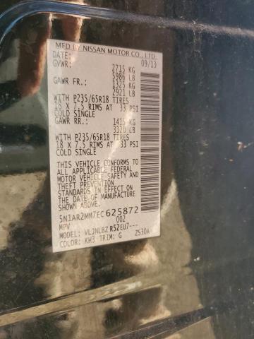 5N1AR2MM7EC625872 - 2014 NISSAN PATHFINDER S 黑色 照片 12