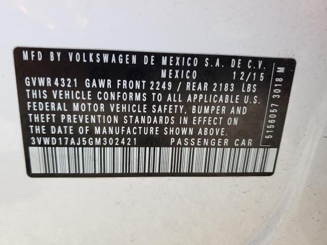 3VWD17AJ5GM302421 - 2016 VOLKSWAGEN JETTA SPORT WHITE photo 12