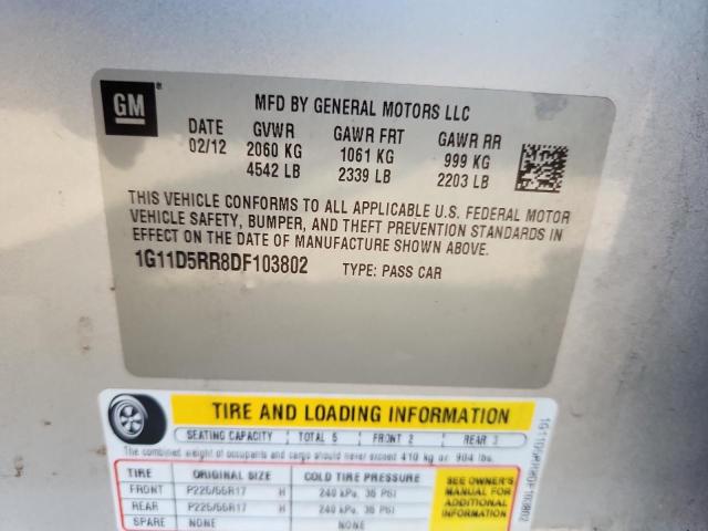 1G11D5RR8DF103802 - 2013 CHEVROLET MALIBU 1LT SILVER photo 12