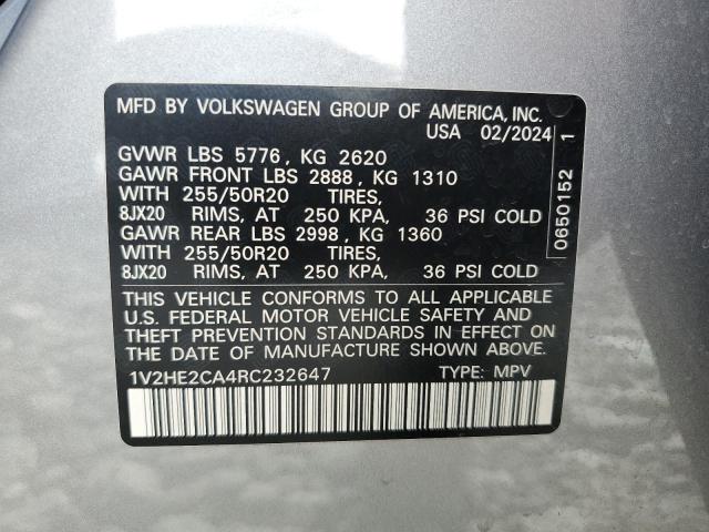 1V2HE2CA4RC232647 - 2024 VOLKSWAGEN ATLAS CROS SE SILVER photo 13