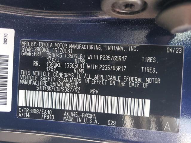 5TDYSKFC6PS087792 - 2023 TOYOTA SIENNA XLE BLUE photo 13