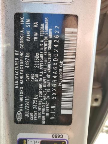 5XXGR4A6XDG242622 - 2013 KIA OPTIMA SX SILVER photo 12