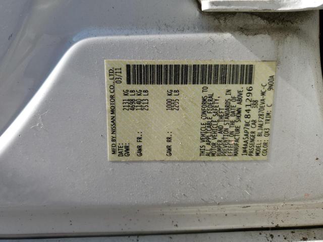 1N4AA5AP7BC841296 - 2011 NISSAN MAXIMA S თეთრი ფოტო 13