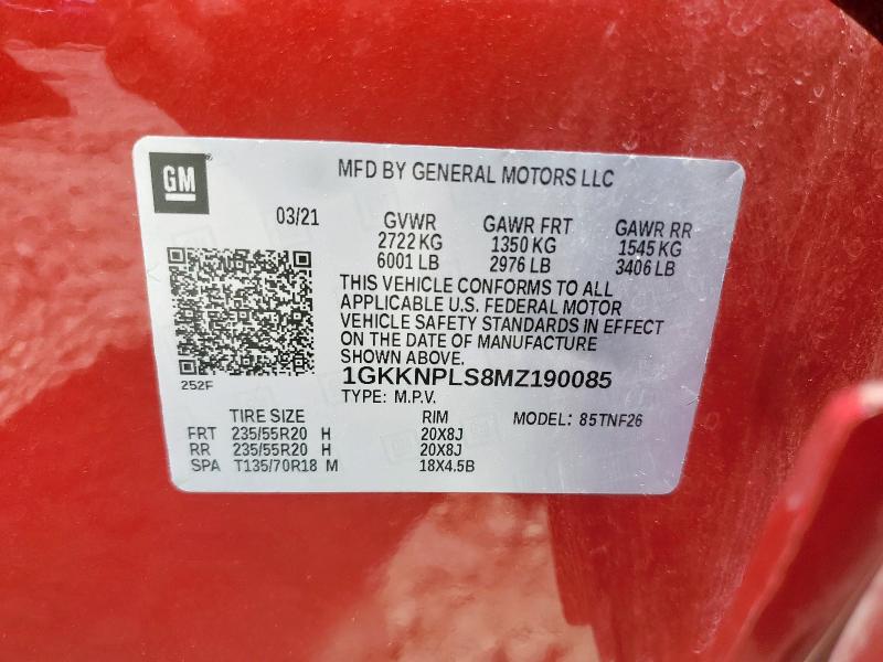 1GKKNPLS8MZ190085 - 2021 GMC ACADIA DENALI RED photo 13