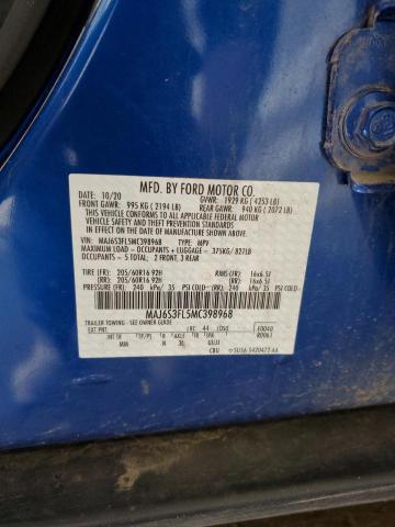 MAJ6S3FL5MC398968 - 2021 FORD ECOSPORT S ლურჯი ფოტო 14