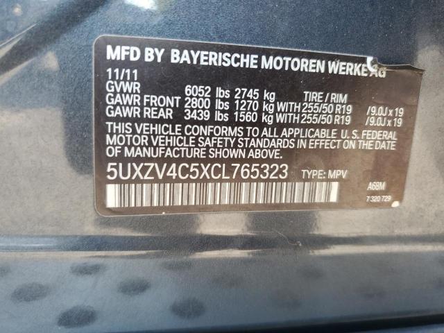 5UXZV4C5XCL765323 - 2012 BMW X5 XDRIVE35I CHARCOAL photo 13
