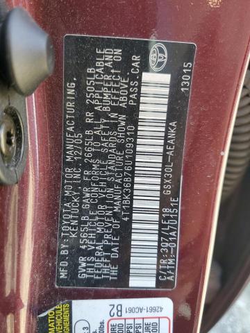 4T1BK36B76U109310 - 2006 TOYOTA AVALON XL MAROON photo 12