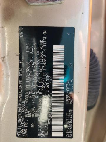 5TFUM5F11AX008717 - 2010 TOYOTA TUNDRA DOUBLE CAB SR5 GOLD photo 12