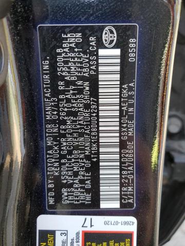 4T1BK1EB8DU042977 - 2013 TOYOTA AVALON BASE Siyah fotoğraf 12