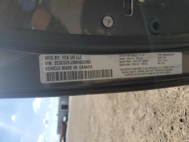 2C3CDZFJ3MH655085 - 2021 DODGE CHALLENGER R/T SCAT PACK CHARCOAL photo 12