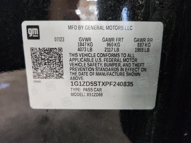 1G1ZD5STXPF240835 - 2023 CHEVROLET MALIBU LT BLACK photo 12