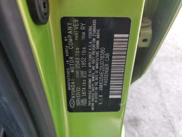 KMHCU5AE2DU078380 - 2013 HYUNDAI ACCENT GLS GREEN photo 12