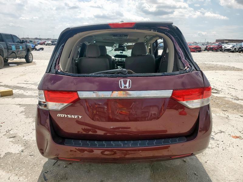 5FNRL5H68FB100541 - 2015 HONDA ODYSSEY EXL BURGUNDY photo 6