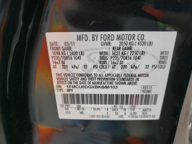 1FMCU0DGXBKB88103 - 2011 FORD ESCAPE XLT BLACK photo 12