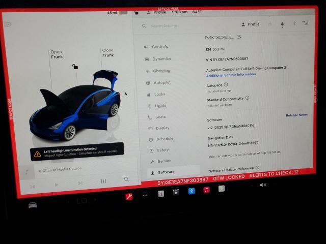 5YJ3E1EA7NF303887 - 2022 TESLA MODEL 3 Mavi foto 9